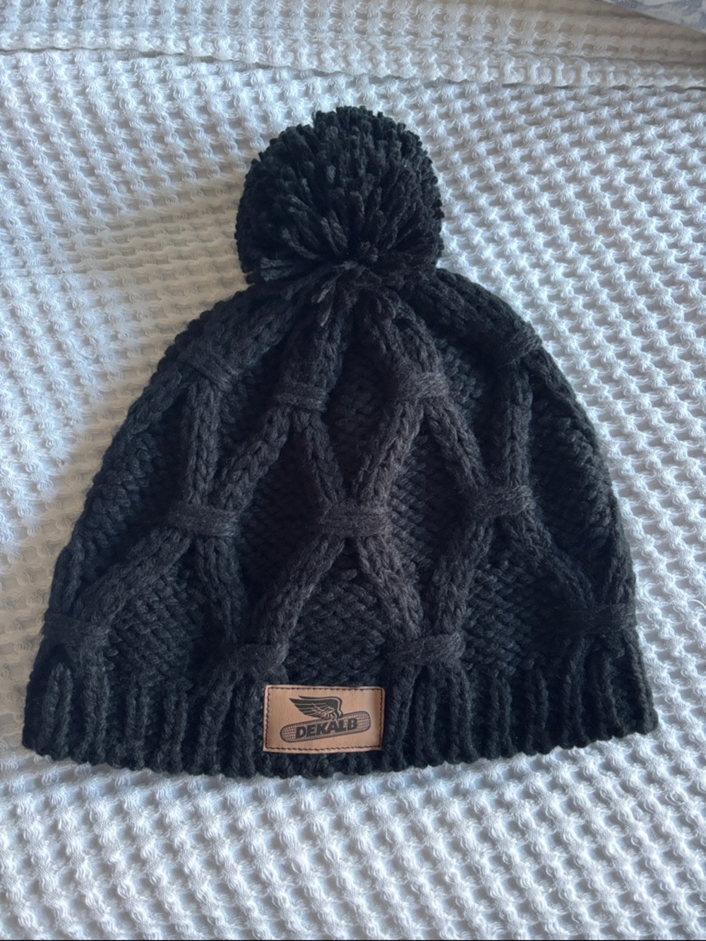 Black Knit Pom Beanie